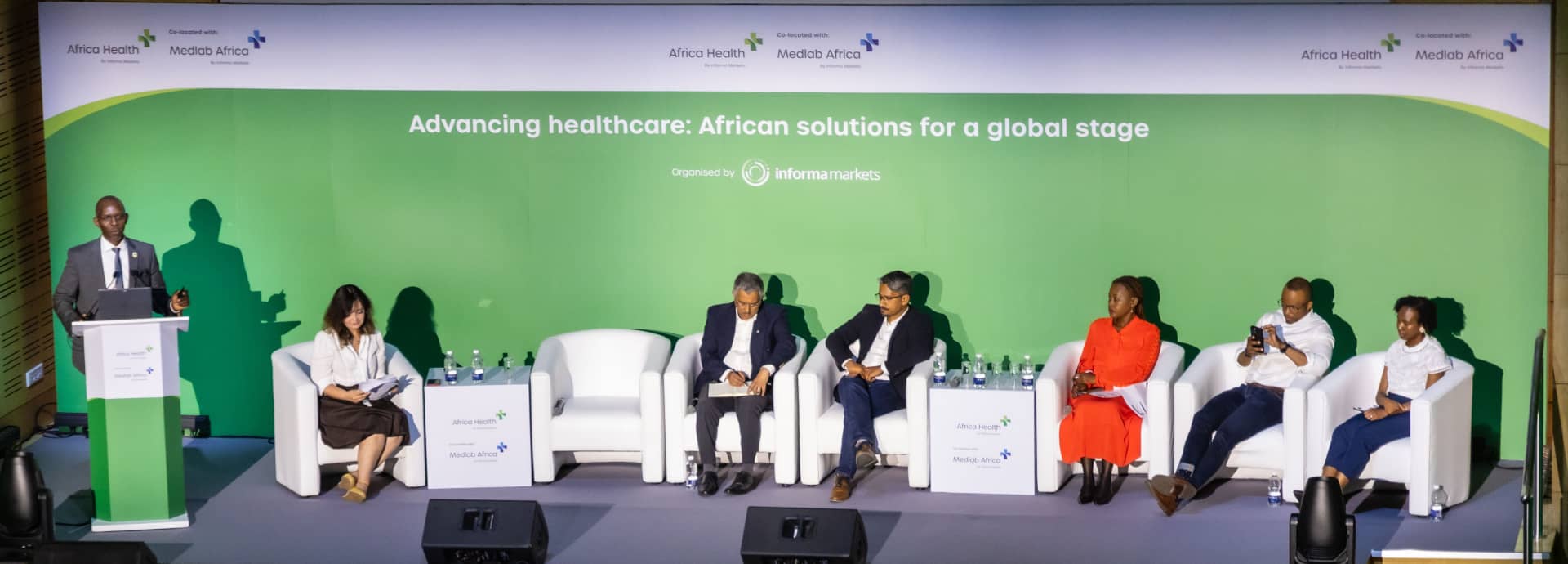 Speakers on stage at World Health Expo Cape Town.