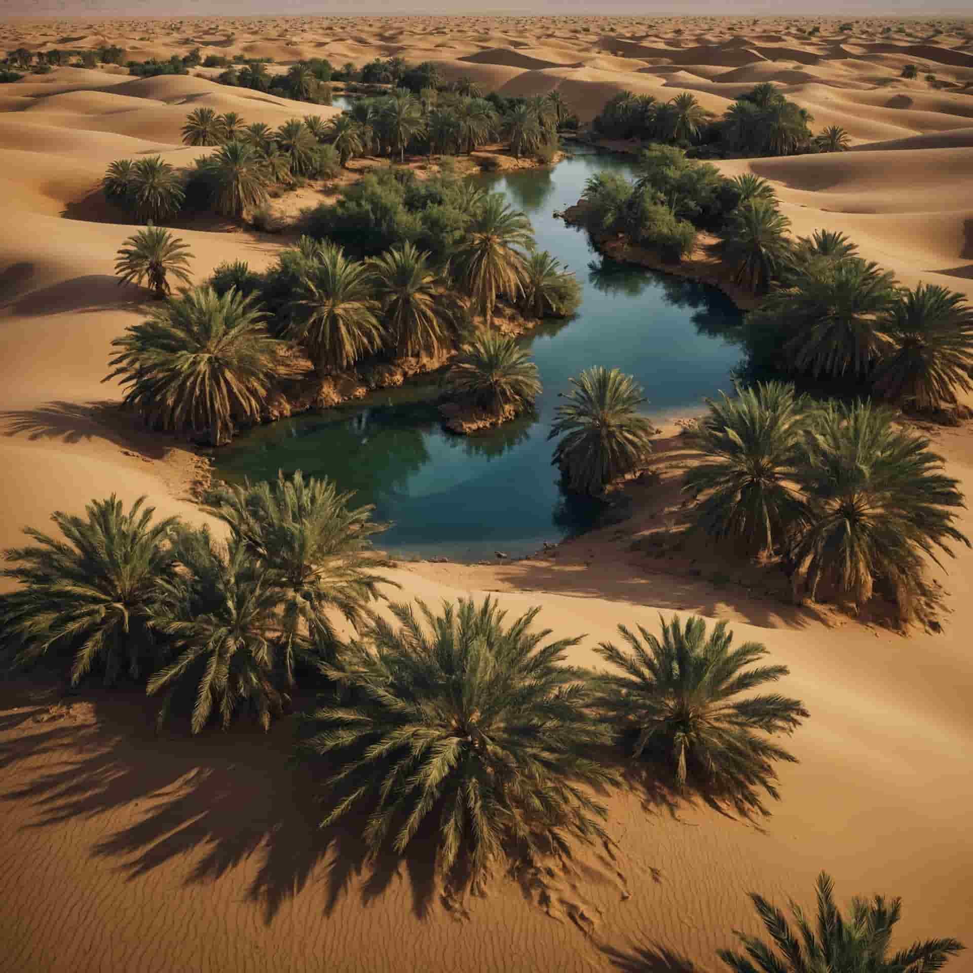 Palm trees in an oasis in the desert