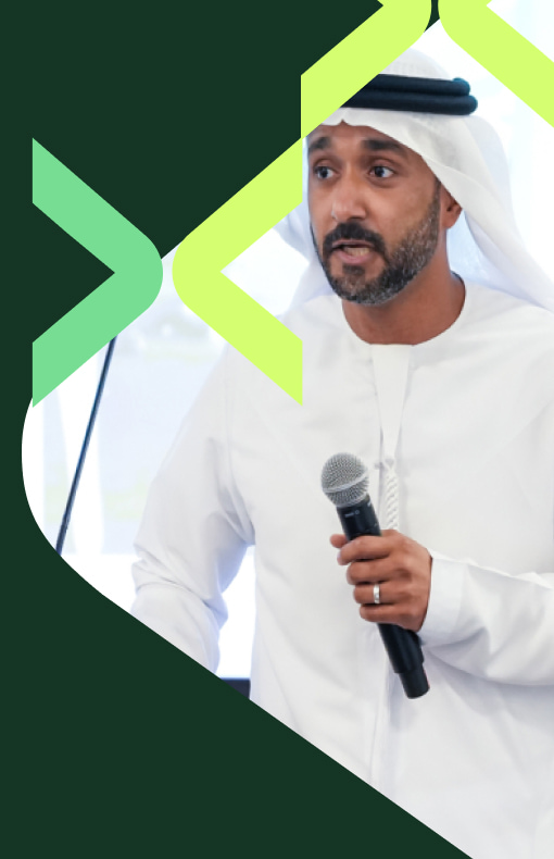 Speaker on the podium at Arab Health conference - WHX Dubai