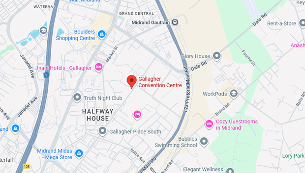 Map of the Johannesburg area.