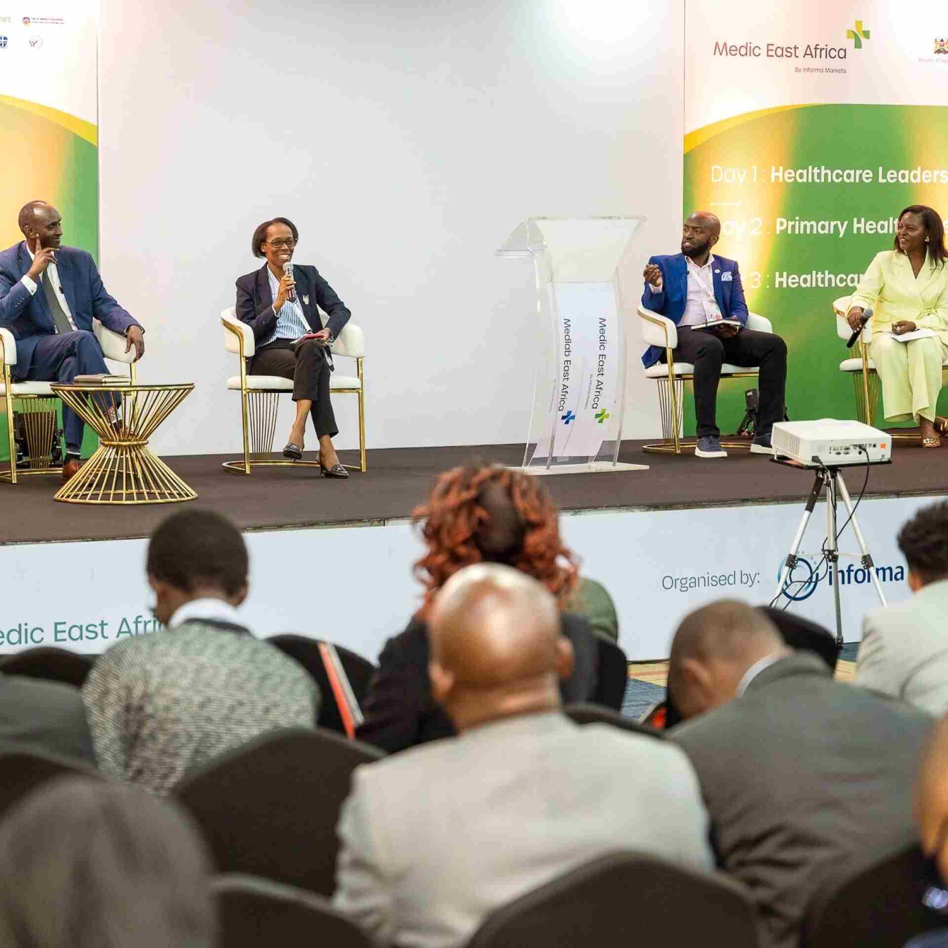 Speakers on stage at World Health Expo Nairobi