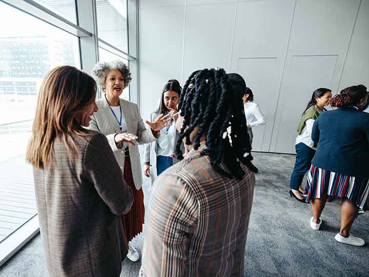 Attendees networking at an event