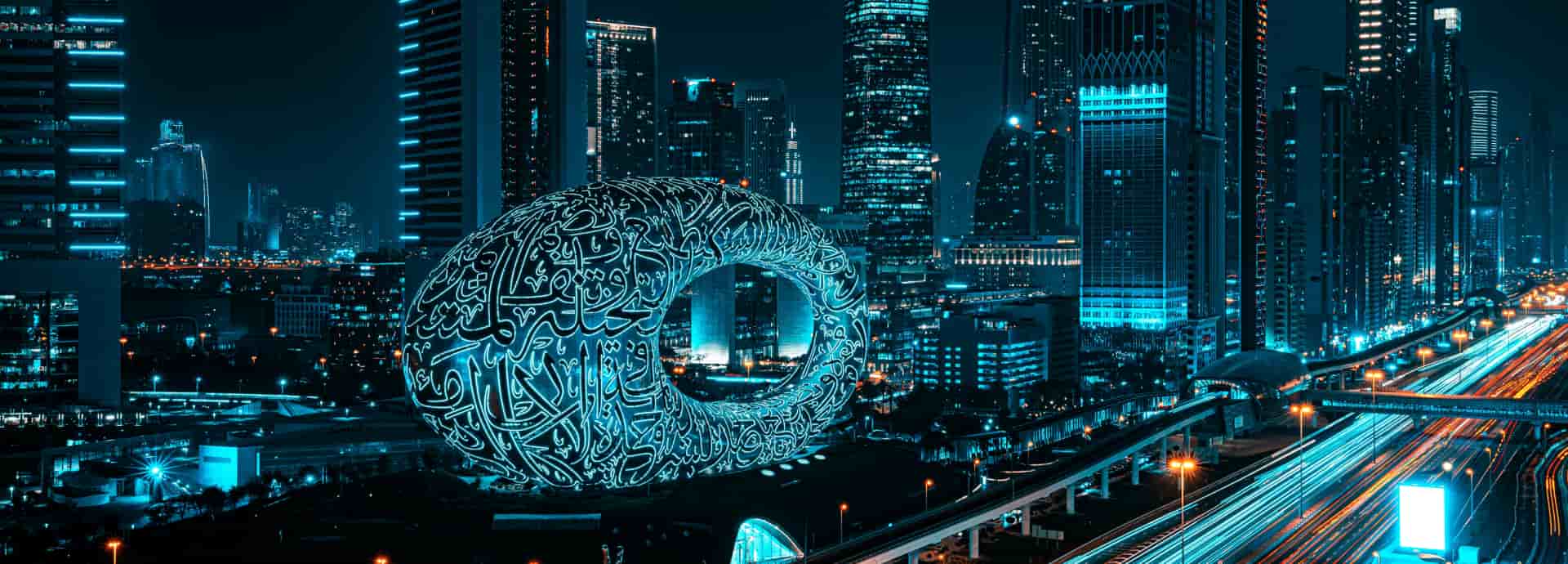 Dubai skyline at night