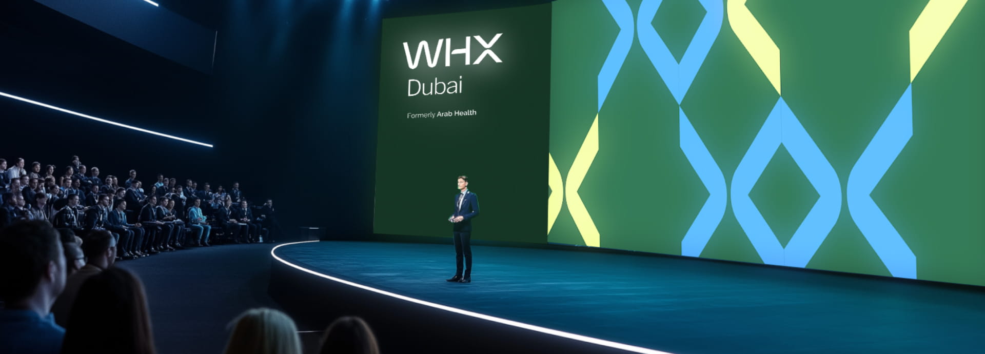 Speaker on stage at WHX Tech