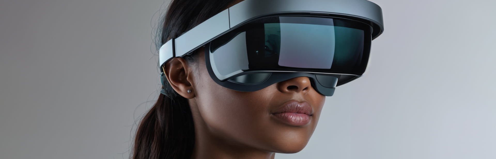 Person wearing spatial computer headset.