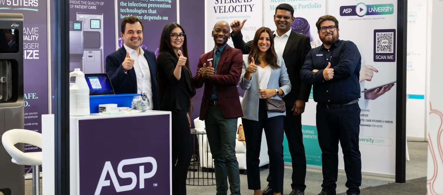 ASP exhibitors at their stand in WHX Labs Cape Town