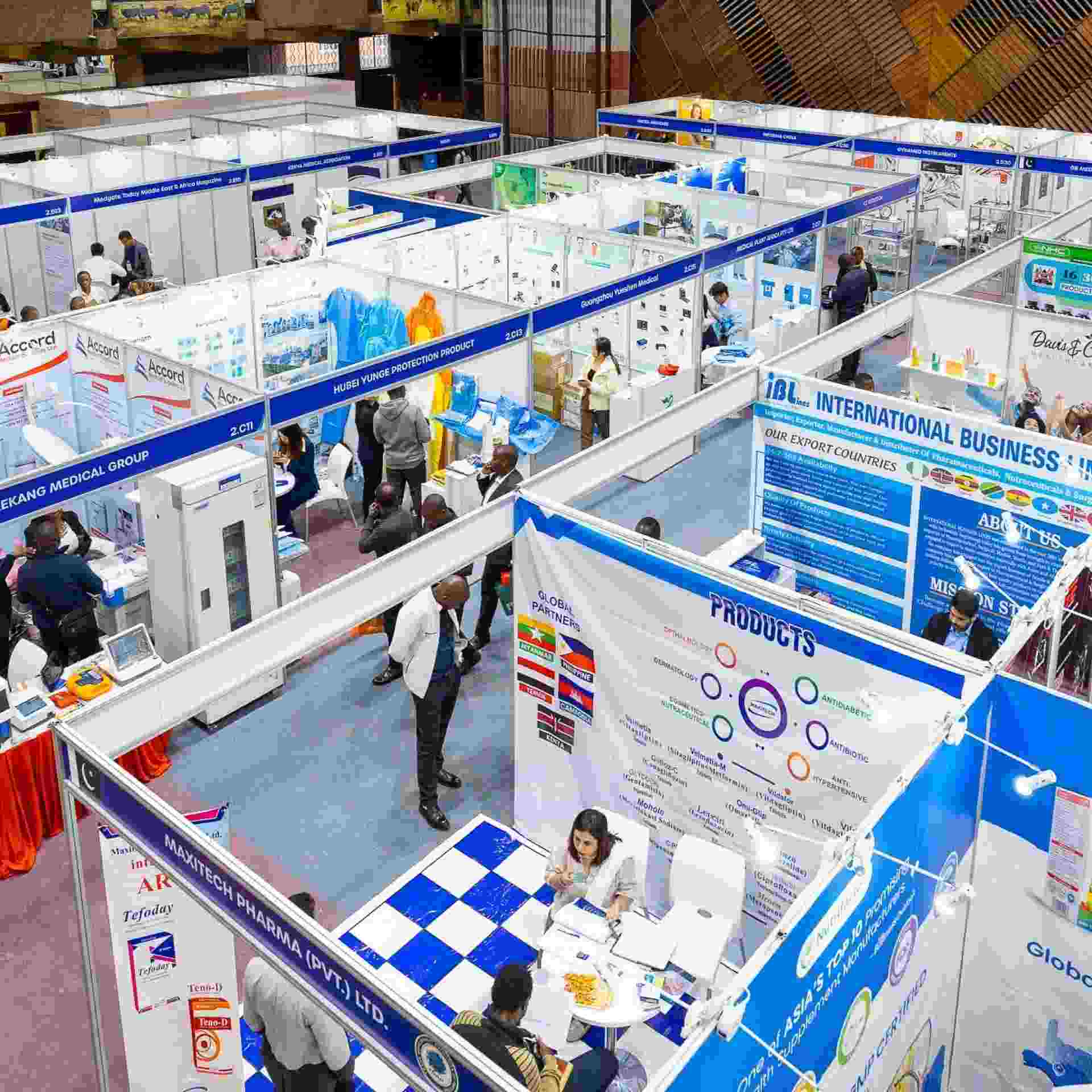 Overhead view of thestands at World Health Expo Labs Nairobi