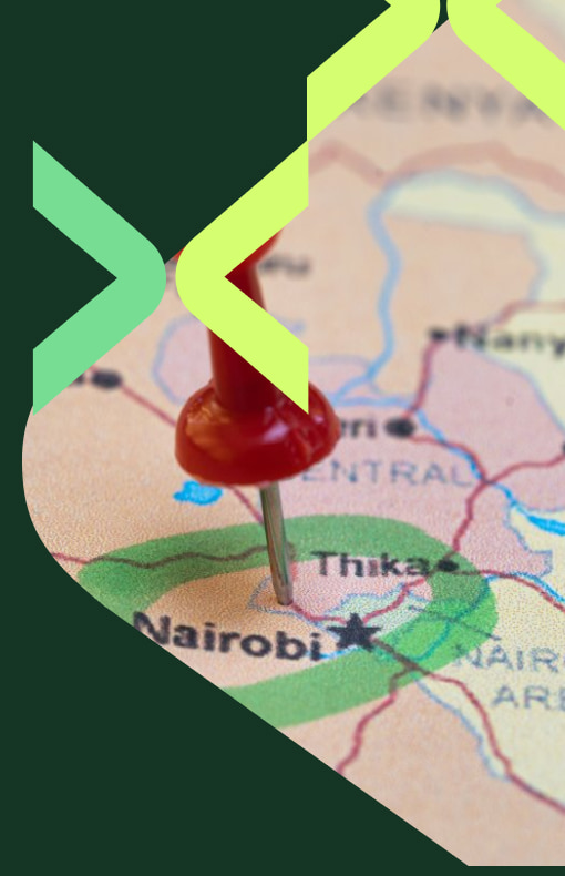 Nairobi pinned on a map