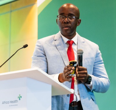 Speaker on stage at World Health Expo Cape Town.