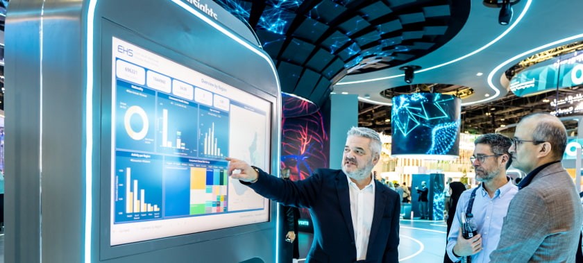 WHX Dubai attendees looking at a screen