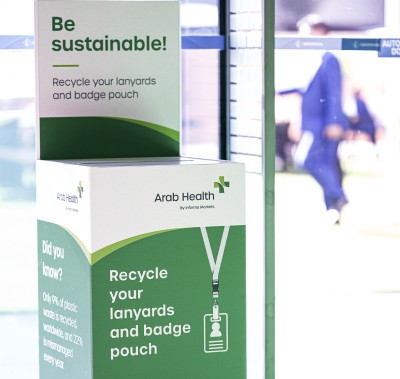  Lanyard and badge recycling bin at Arab Health 2024