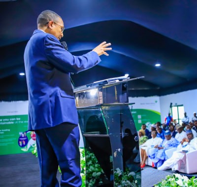 Speaker on stage at WHX Lagos