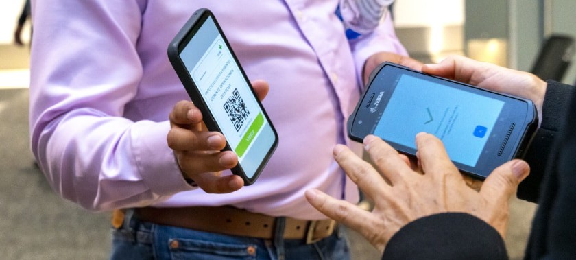 QR code being scanned