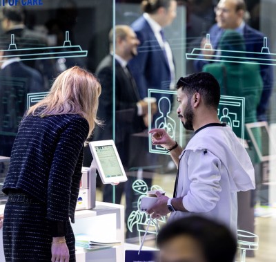 Exhibitor demonstrating a product at WHX Labs Dubai
