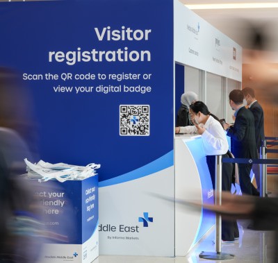 QR code at visitor registration at WHX Labs Dubai