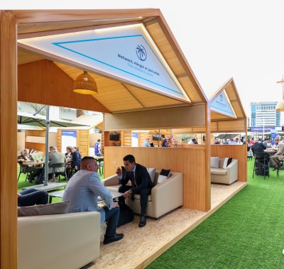  Networking in a comfortable lounge area at WHX Labs Dubai