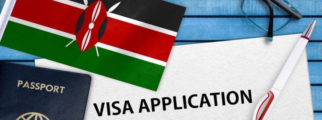 Visa application form and flag of Kenya